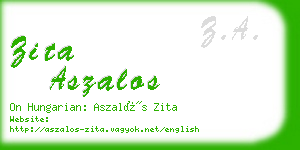 zita aszalos business card
